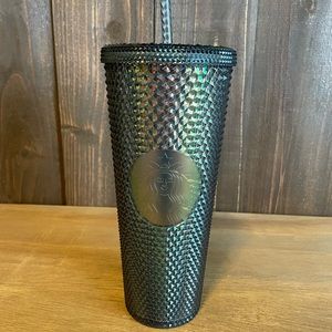 Starbucks Black Studded Tumbler Venti slightly used. Small chip on back of lid